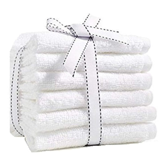 LX INDIA Towels FRESH FROM LOOM Cotton Face Towel 12x12 inch (Set of 6, White)