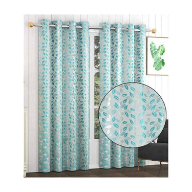 LXINDIA Curtains FRESH FROM LOOM Curtains for Door 8 Feet Long Door Window Curtain Eyelet Ring (Aqua 2pc)