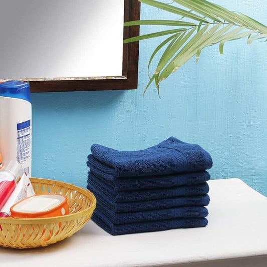 LX INDIA Towels FRESH FROM LOOM Face Towel 13 x 13 Inches (Set of 6, Navy Blue)