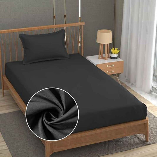 LX INDIA Bedsheet Fresh From Loom Plain Single Size Bedsheet With 1 Pillow Cover(60x90 Charcoal)