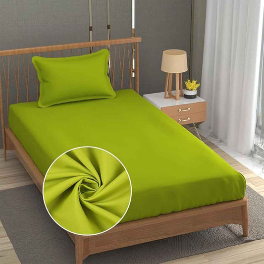 LX INDIA Bedsheet Fresh From Loom Plain Single Size Bedsheet With 1 Pillow Cover(60x90 Parrot Green)