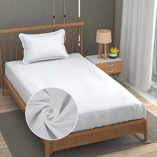 LX INDIA Bedsheet Fresh From Loom Plain Single Size Bedsheet With 1 Pillow Cover(60x90 White)