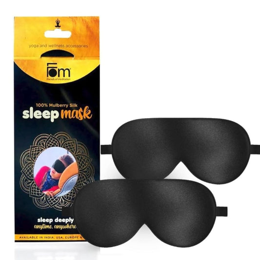 LX INDIA Eye Mask Friends of Meditation Super Smooth Sleep Mask And Blind Fold Pack Of 2 (Black)