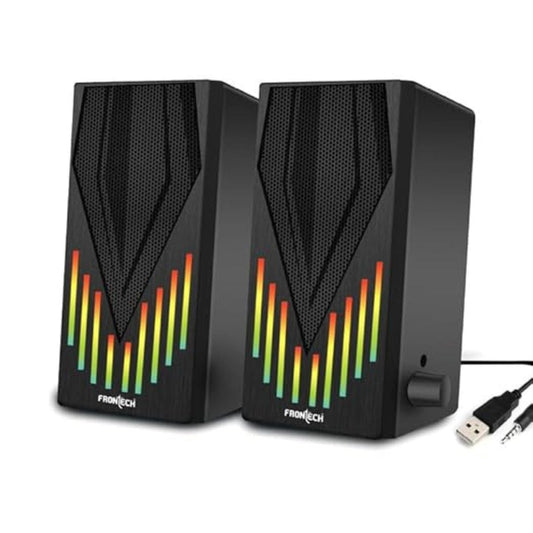 LX INDIA Speaker FRONTECH 2.0 USB Powered Multimedia Speakers with RGB Lights (SPK-0006, Black)