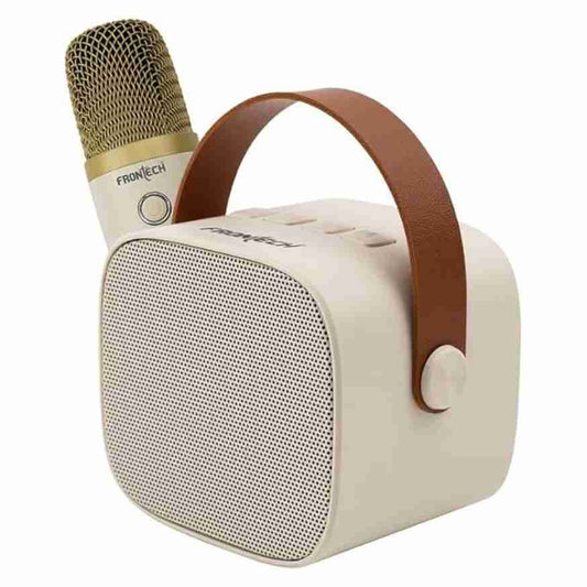 LX INDIA speaker FRONTECH Mini Karaoke Bluetooth Speaker with Wireless Microphones Speaker (Beige - SW-0190)
