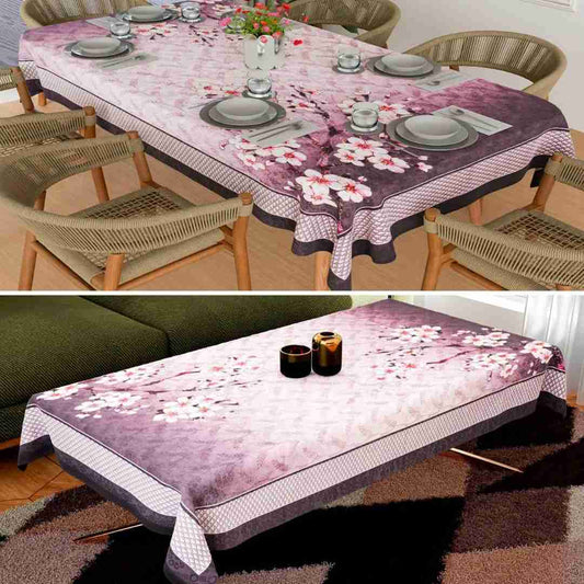 LXINDIA Table Cloth Fun Homes Center and Dining Table Cover Set (Pink and Purple)  (Pack of 2)