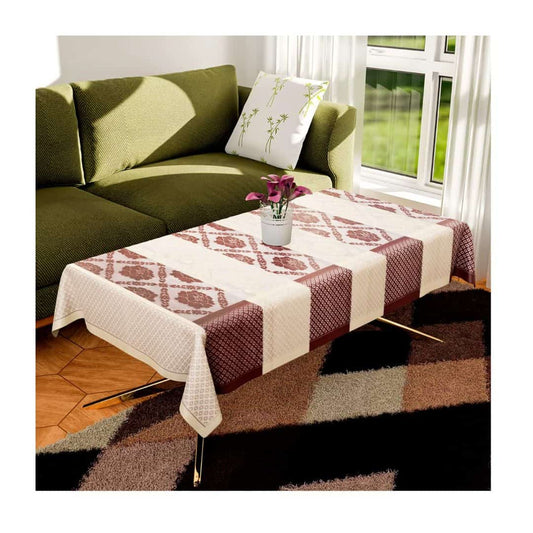 LX INDIA Table Cloth Fun Homes Center Dust Proof Table Cover (Maroon and Cream)
