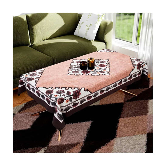 LX INDIA Table Cloth Fun Homes Center Table Cover Net 4 Seater (Brown) 40x60 Inch