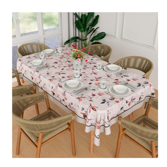 LX INDIA Table Cloth Fun Homes Dining Table Cover 6 Seater 60x90 Inch Cream