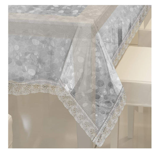 LX INDIA Table Cloth Silver Fun Homes Transparent 3D Design PVC 6 Seater Dining Table 60x90 Inch