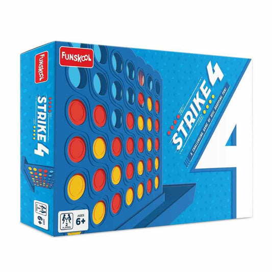 LXINDIA board games Funskool Strike 4, Classic Disc Dropping Game, Strategy Game, Board Game for Kids, Adults, Families, Educational, 2 Players, Family Fun, Activity Toy for Childrens