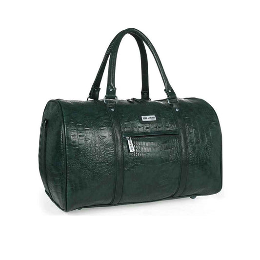 LX INDIA Travel Bag Fur Jaden 35L Vegan Leather Textured Duffle Holiday Weekender Travel Backpack for Men Women (Forest Green)