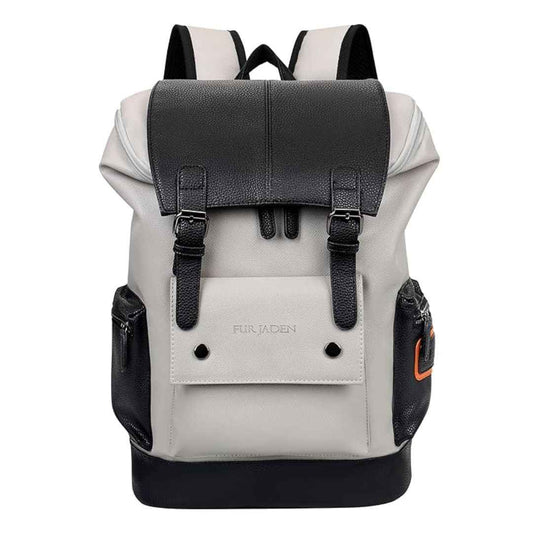 LX INDIA Travel Bag BlackGrey FUR JADEN Vegan Leather Anti Theft Casual Laptop Backpack with 15.6 Inch Laptop Pocket