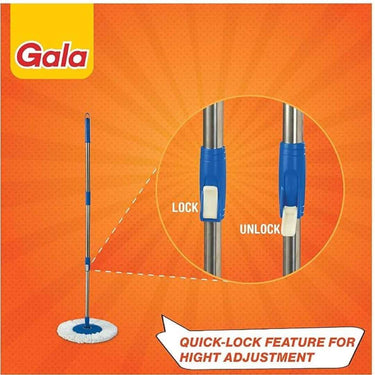 LXINDIA mop Gala Spin Mop Extendable Handle Rod with Microfiber Refill (White and Blue)