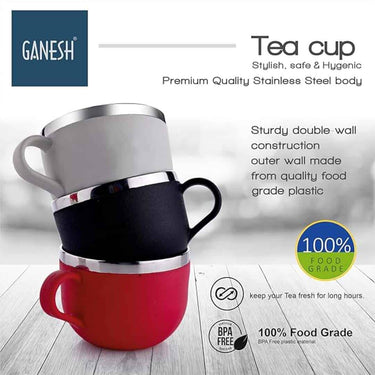 LXINDIA Tea Set GANESH Stylish Durable Stainless Steel  Set of 6 Tea cups