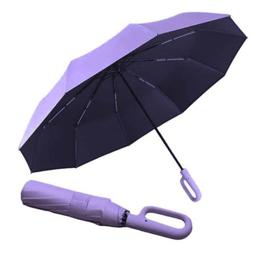 LXINDIA Umbrella GaxQuly Folding Umbrella With Carabiner Handle Big Size (Purple)