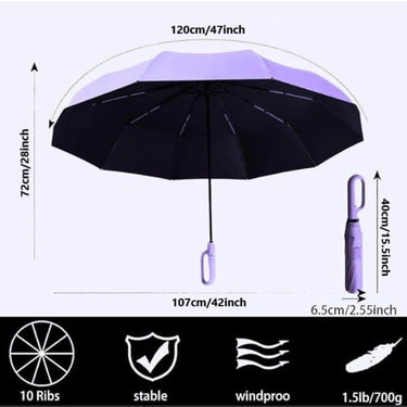 LXINDIA Umbrella GaxQuly Folding Umbrella With Carabiner Handle Big Size (Purple)