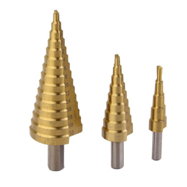 LXINDIA spares Generic 3X Large HSS Steel Step Cone Drill Titanium Bit Set