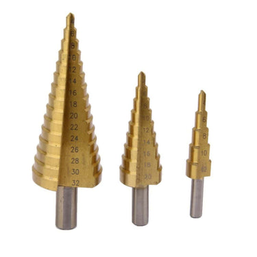 LXINDIA spares Generic 3X Large HSS Steel Step Cone Drill Titanium Bit Set