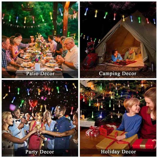 LX INDIA lights Gesto Serial String Lights - 14 LED Crystal Rain Drop, 10 Feet Multicolor Fairy Lights for Home,Mandir,Pooja Room,Deepawali PACK OF 2