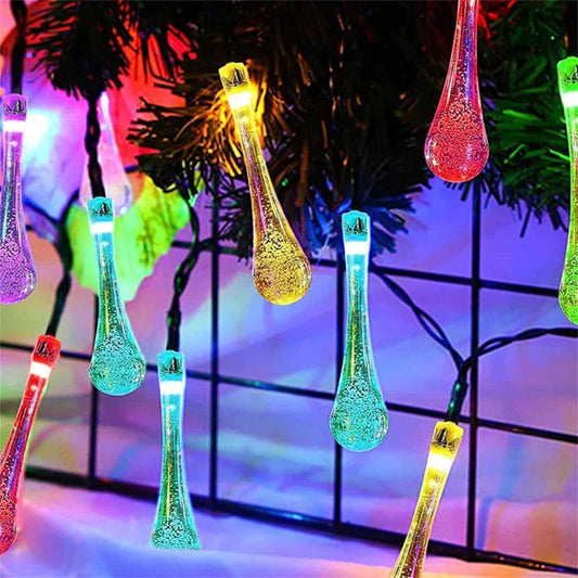 LX INDIA lights Gesto Serial String Lights - 14 LED Crystal Rain Drop, 10 Feet Multicolor Fairy Lights for Home,Mandir,Pooja Room,Deepawali PACK OF 2