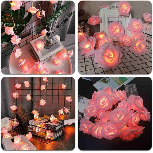 LX INDIA lights Gesto Serial String Lights - 14 LED Pink Rose, 10 Feet Fairy Lights for Home Decor,Mandir,Pooja Room,Valentine,Deepawali