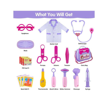 LXINDIA Toys GINMIC Kids Doctor Play Kit  Pretend Play Doctor Set Toys (Purple)