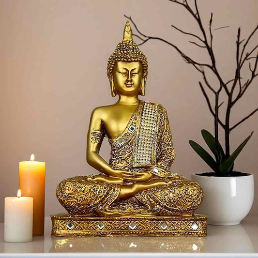 LXINDIA Show Piece Global Grabbers Meditating Sitting Buddha Statue showpiece