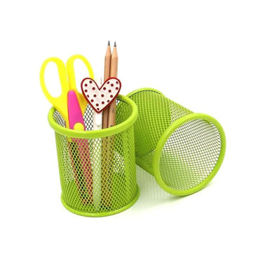 LXINDIA Pen Holder GLUN Metal Net Pen and Pencil Holder Green Pack of 2