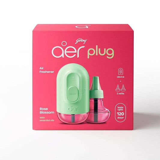 LX INDIA Automatic Air freshner Godrej aer Plug Electric Air Freshener (Machine + 2 Refills (20 Ml each)Rose Blossom