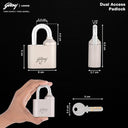 LXINDIA Lock Godrej Locking Solutions And Systems Dual Access 60 Mm 4 Keys Padlock for Main Door Silver Finish