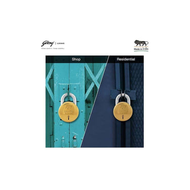 LXINDIA Lock Godrej navtal 6 levers (Small Size) 3 Keys Brass Finish Padlock (Golden)