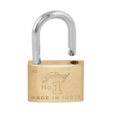 LXINDIA Lock Godrej No1 Square Padlock for Door Brass Finish Lock for Main Door with 3 Keys (Gold Pack of 1)