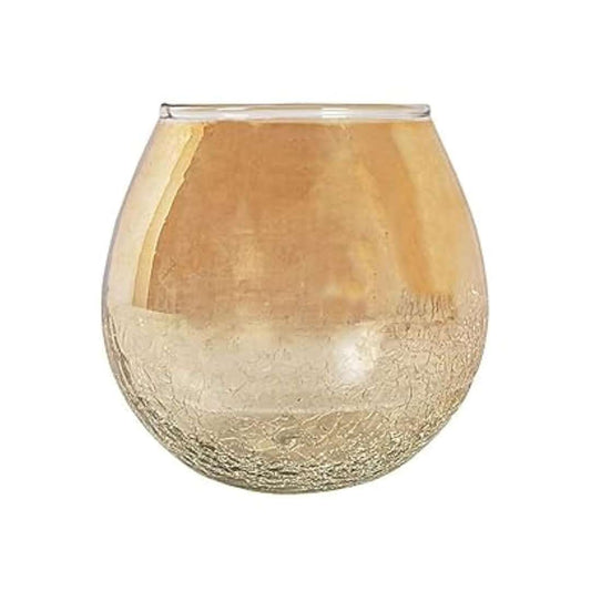 LX INDIA CANDLE HOLDER Gold Crackle Glass Tea Light Holder