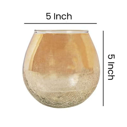 LX INDIA CANDLE HOLDER Gold Crackle Glass Tea Light Holder
