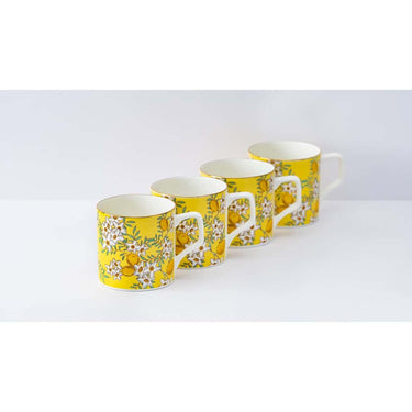 LXINDIA Tea Set GOLDEN QUEEN'S Bone Yellow Lemon Coffee Cups Set Of 6