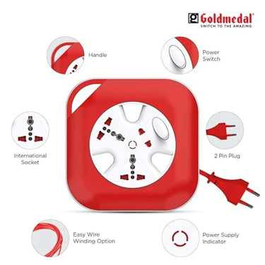 LXINDIA extension board Goldmedal Infino 2 Pin Extension Cord(White and Red) 5 Meter Cable Pack of 1