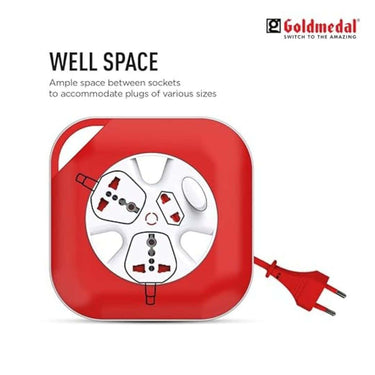 LXINDIA extension board Goldmedal Infino 2 Pin Extension Cord(White and Red) 5 Meter Cable Pack of 1