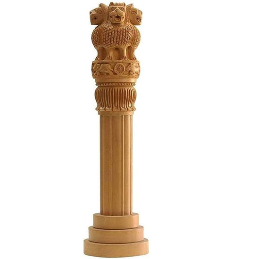 LX INDIA Ashoka Stambh Goranshi Creation Eco Friendly Handmade Natural Kadam 14 inches Wood Ashoka Stambh