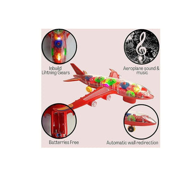 LXINDIA Toys Goyals Gear Display Transparent Airplane with 3D Flashing LED Lights and Music (Gear Airplane)