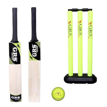 LXINDIA Cricket kit GRS Super Kids Zone Popular Willow Cricket Bat with Wicket Set 1 Tennis Ball for Kids (Size 3) Wood