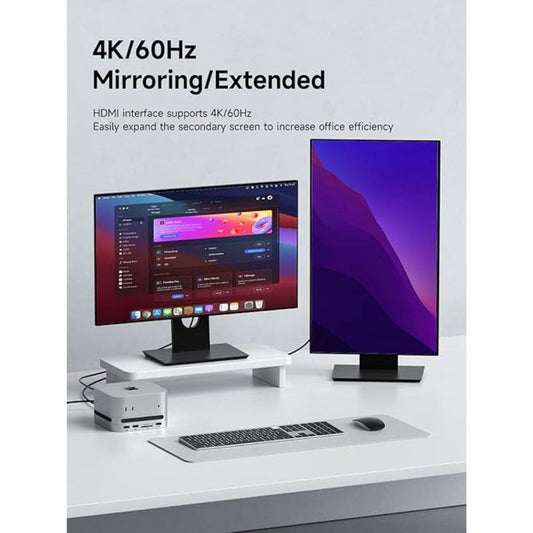 LX INDIA Dock Station Hagibis Mac mini M4 Hub with M.2 SSD Enclosure & Dustproof Stand, USB-C Docking Station