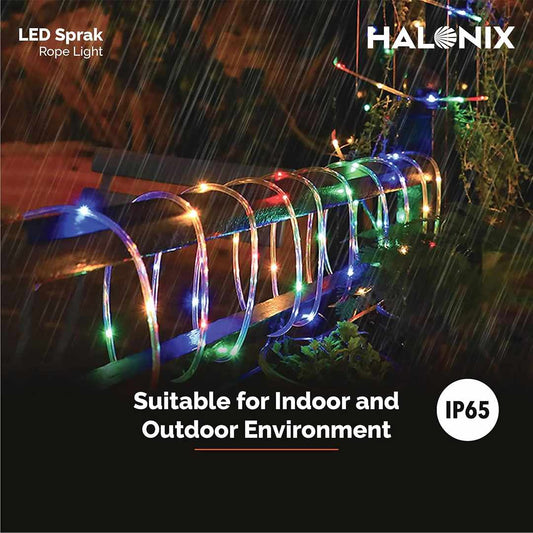 LX INDIA Led Light Halonix 10 Meter Multicolor 11W Rope Light with 8 Light Modes | IP65 Certified, BIS Approved | Fairy Light, String Light