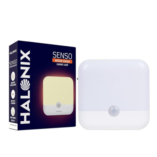 Diw Motion Sensor Lights Halonix Senso SQ Motion Sensor Cabinet Light | Rechargeable Cabinet Light with Motion Sensor | Dimmable | Color- Warm White | Type-C Charging | Pack of 1