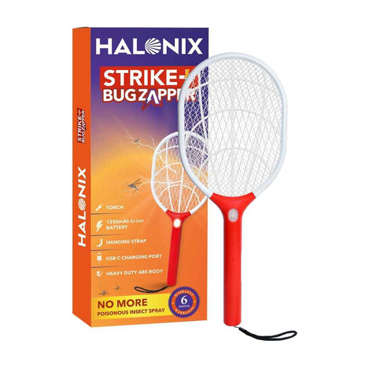 LX INDIA Mosquito Killer Racquet Halonix Strike Plus Bug Zapper Anti-Mosquito Racquet, Insect Killer Bat with Torch with Rechargeable Type C Cable Charging, Orange