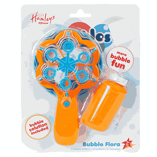 LX INDIA Bubble Machine Hamleys Flora Bubble Blower Toy with 1 Refill Bubble Solution,Bubble Play Toy for Kids 3Y+ (Orange)