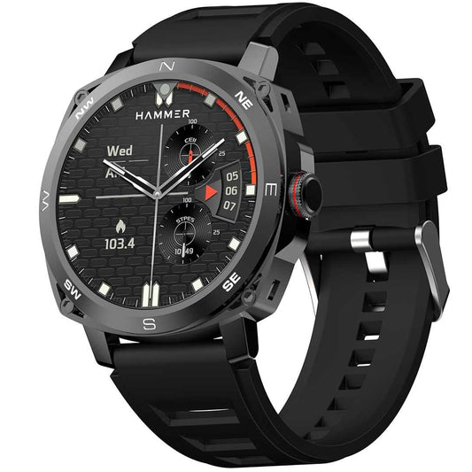LX INDIA Smart Watch HAMMER Fit Pro 1.43" Super AMOLED Display Smart Watch Round Dial with Bluetooth Calling(Black)