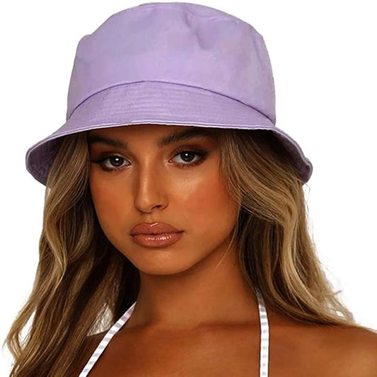 LX INDIA Caps and Hats Purple Handcuffs Women's Cotton Bucket Hat Fishermen Cap Free Size Hats