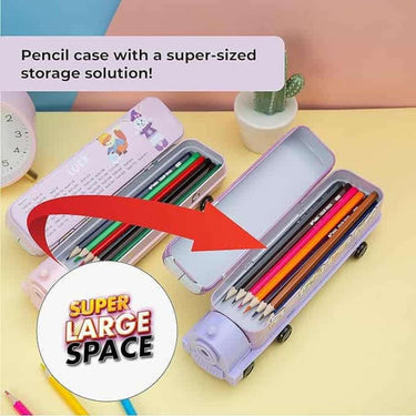 LXINDIA Pencil Box HANDZY Handle Eazy Cartoon Pencil Box (Purple)