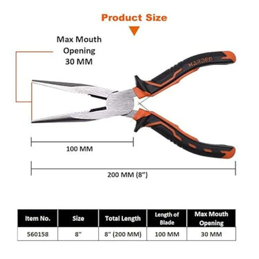 LXINDIA pliers Harden 8inch Professional Long Nose Plier